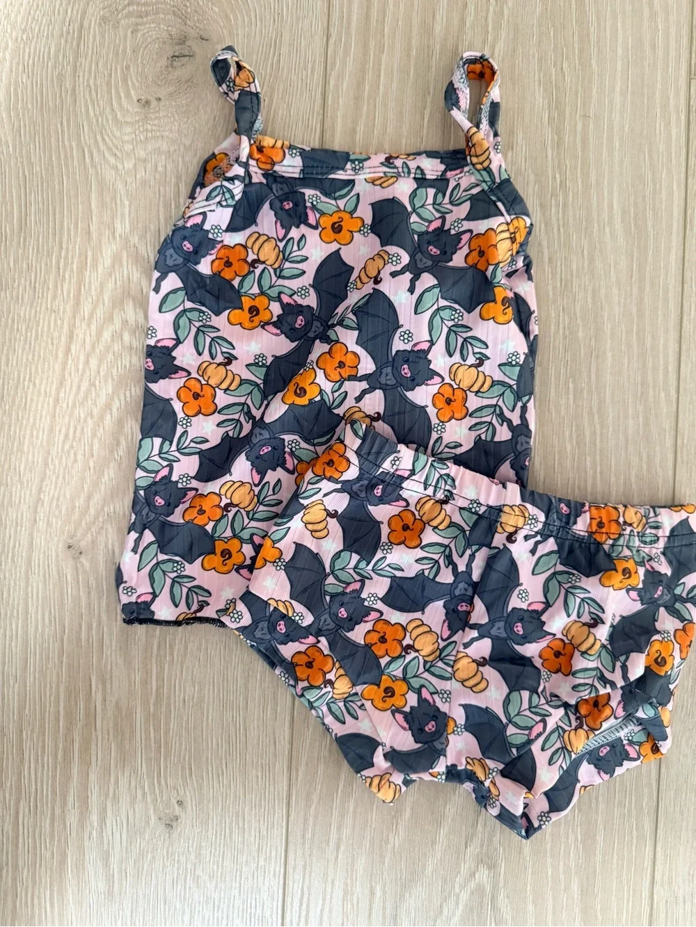 Kids Floral Bat Print Pink Set